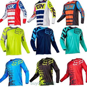 Men's T-shirts New Mens Round Neck Fox Letta Off-road Motorcycle Long Sleeved Quick Drying T-shirt Cycling Sportswear 7GS2