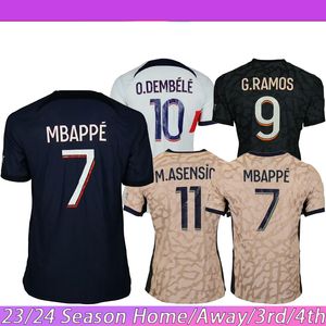 23/24 Paris Maillot Mbappe 축구 유니폼 2023 2024 Maglia Lee Kang in Home Away 세 번째 3 번째 4 번째 축구 셔츠 Hakimi Vitinha Kolo Muani O.Dembele G.ramos