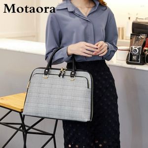 Saco motaora moda feminina sacos de ombro para mulheres maleta de couro 14 Polegada bolsa portátil senhoras a4 documento storage213u