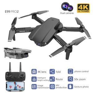 Studio E99 Pro2 RC Mini Drone 4K 1080p 720pデュアルカメラwifi fpv空中写真ヘリコプター折りたたみ式クアッドコプタードロンおもちゃ