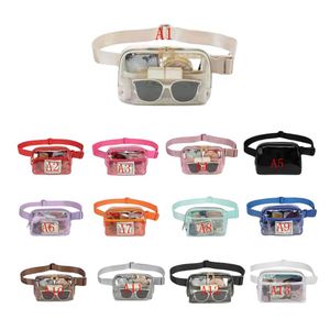 Transparenta midjepåsar Clear Fanny Pack PVC Belt Väska för kvinnor Transparenta vattentäta förpackningar med justerbar remmbröstresande shopping