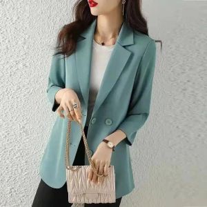 Jaquetas moda feminina blazer escritório feminino manga de três quartos jaqueta fino ajuste casaco coreano primavera outono barato atacado frete grátis