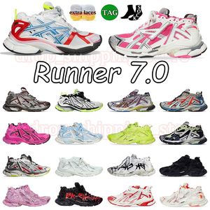 Top Designer Runner 7.0 Spår Luxury Platform Dress Shoes Graffiti White Black Pink Leather Bourgogne Dekonstruktion Trainers For Men Womens Runners 7 Jogging 35-46