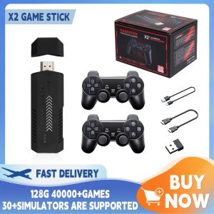 Консоли X2 Plus 128G 35000 Game GD10 Pro 4K Game Stick 3D HD Ретро игровая консоль Беспроводной контроллер Эмулятор TV 50 для PS1/N64/DC