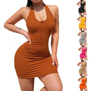 Urban Sexy Dresses Spring and Summer Simple Sexy Fashion Hip Wrap Kirt Temperament Slim Button Neck Dress