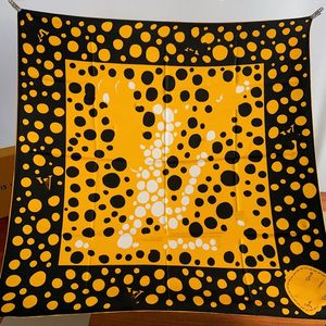 Top fashion brand artist Yayoi Kusama polka dot pattern silk scarf L designer monogram 100% twill silk women 90CM square scarf 2024 new style