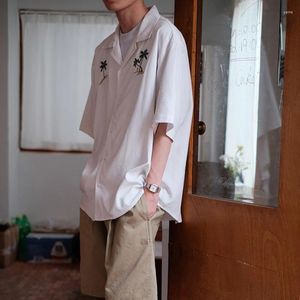 Мужские повседневные рубашки Gmiixder, летняя японская рубашка из ледяного шелка с короткими рукавами, мужская свободная модная рубашка в китайском стиле, унисекс, рабочая одежда с кубинским воротником