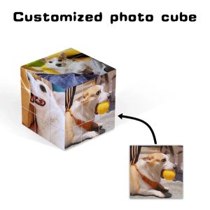 Cubo personalizado de colagem de fotos para animais de estimação, joias personalizadas para cachorro, pai, gato, mãe, cubo de jogo personalizado, família, natal, presentes engraçados para ele e ela