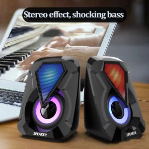 Hoparlörler Tel Bilgisayar Hoparlör Oyunu Hoparlör USB Amplifiter Hoparlör Kutusu 3D Surround Strereo Renkli LED Hafif Müzik Tüm Dizüstü bilgisayar için