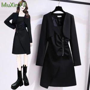 Suits Autumn New Fashion Suit Coat Strap Skirt Two Piece Women S Korean Elegant Short Blazers Dress Matching Set Female Clothing