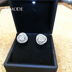 Kolczyki stadnorskie Umode Rose Flower Puste Cubic Cyrrring For Women Jewelry Fashion Blossom Boucle D'Oreille Femme Prezenty UE0879