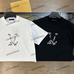 Xinxinbuy Men designer tee t shirt 2024 brev sko tryck kortärmad bomullskvinnor grå svart vit s-xl