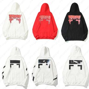 Mens Hoodies Designer Hoodie Erkekler Hoody Sweatshirt Erkekler Kıyafet Avrupa Klasik Sokak Grafik Baskı Moda Sıradan Offes -Beyaz Hoodie