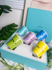 Wielokolorowa filiżanka kawy Macaron 5pcs/Set świąteczny prezent kości China Home Ręcznie robione dzieła sztuki