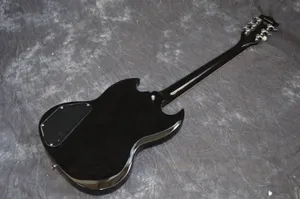 Schwarze G-400 Hochwertige SG-E-Gitarre, Nickel-Chrom-Hardware, großer Pickup-Schutz, auf Lager, schneller Versand
