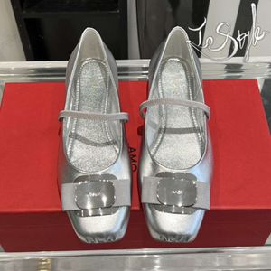 New Vara Plate Ballet Flat SF Designer Shoes Women Loafers Silver Casual Dress Suit Footwear Brand Salvatoity Slip On Size EUR 35-40