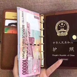 ID card holder Meeting record book gift with box branded brown flower genuine leather passport case short notebooks 2337