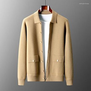 Męskie swetry 2024 Autumn/Winter Cashmere Cardigan Polo Sweet Sweter z długim rękawem Dziennik Kazualny wełniany kolor stały kolor