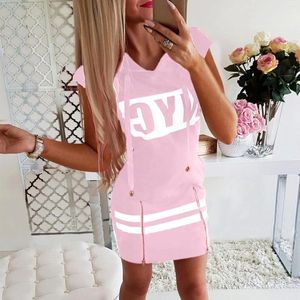 Casual Dresses Women Hooded Slim Fit Löst Fashion Pullover dragkedja Tryck Kort petite vandringsklänning för sommaren