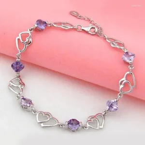 Charm Bracelets Heart Bracelet Jewellery Hollow Womens Link Girls Silver Plated Nice Gift