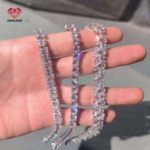 Qianjian alta qualidade vvs mossanite diamante pulseira de tênis banhado a ouro corrente 925 joias de prata para mulheres