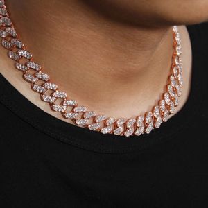 Cuban Chain Tennis Necklace Fashionable Single Row Hip-Hop Cuban Necklace 12mm Micro Inlaid Zircon High-End Chain 16 Inch Neck Chain