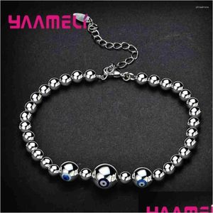 Kette Link Armbänder Runde Perlen Armreifen Für Frauen Schmuck Zubehör Großhandel 925 Sterling Silber Farbe Hand Drop Lieferung Dhbc9