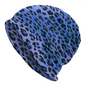 Berets tons azuis leopardo pele camuflagem boné rua crânios beanies chapéu unisex adulto primavera quente cabeça envoltório bonnet tricô chapéus