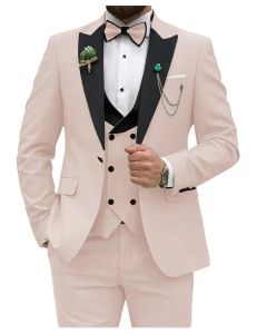 Anzüge Neueste Herrenanzüge Mantel Hosen Hochzeitsanzug Designs Kleid Smoking 3 Stück Slim Fit Männlich Gespleißtes Revers Kostüm Homme Bräutigam Beste Männer