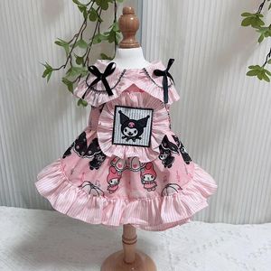 犬のアパレルかわいい漫画プリントペット服手作り綿ピンクプリンセスドレス