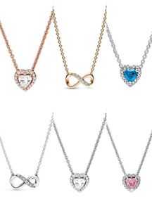 Äkta S925 Silver Pendant Halsband för kvinnor Designer smycken Original DIY Fit Moments Heart Love Chain Halsband Fashion Clafticle Chains With Box