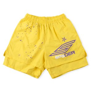 24ss shorts roxos jogger calça de verão estrela impressa homens mulheres calças curtas com cordão feriados roupas de secagem rápida