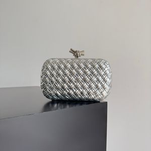 Pochette di design Pochette in pelle metallizzata Mini borse alla moda intrecciate Borse da sera regalo per feste da donna con custodia