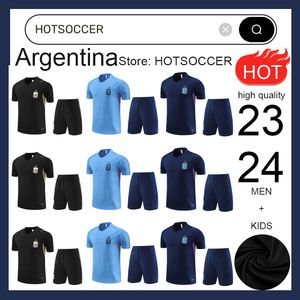 2023 3 estrelas Argentina treino camisa de futebol terno de treinamento camisa de futebol MARADONA DI MARIA 23 24 homens crianças kit treino define uniformes
