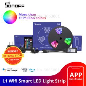 Control Sonoff L2 Akıllı LED LED LIGHT STRIP DIMMBABLE WATER DAVACI WIFI Esnek RGB Şerit Işıkları Alexa Google Home ile Çalışır, Müzik ile Dans Et