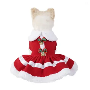 Cão vestuário colar de pele pet vestido máquina lavável traje festivo vestidos de natal para cães gatos com fino pequeno