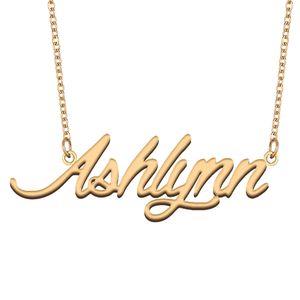 Ashlynn Name Naszyjnik Wisior Niestandardowy spersonalizowany tabliczka znamionowa dla kobiet Dziewczyny Dziewczyny Najlepsi przyjaciele Prezenty Matki 18K Gold Stated Stael Stael