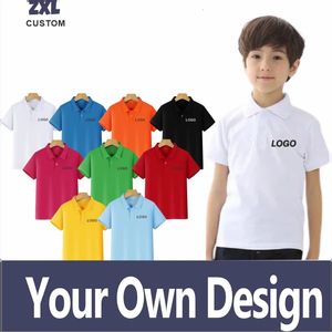 Sommer hochwertiges Revers-Poloshirt für Kinder, individuell bedruckter Text, Bild, Markenstickerei, persönliches Design 240219