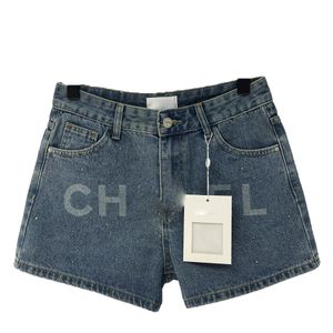 Women's designer denim shorts classic minimalist blue high pants spring summer loose and casual American trend letter print