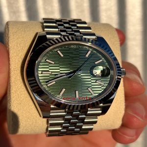 Marca 41mm novo relógio 2023 motivo verde dial jubileu conjunto completo não usado vidro de safira mecânico automático masculino relógios de pulso231a