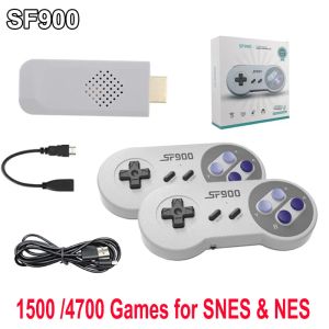 Consoles Game Stick SF900 1500/4700 Games Retro Video Game Console 4GB HD -консоли DE VideoGame для SNES/NES 2.4G Беспроводной геймпад