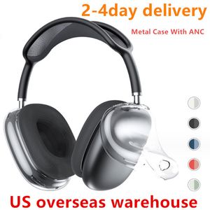 Metal Case With ANC For Airpods Max Headphone Accessories Transparent TPU Solid Silicone Waterproof Protective case AirPod Maxs Headphones Headset cover Case