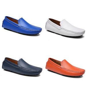 Mens GAI Women Casual Shoes GAI Leather Soft Sole Black White Blue Bro