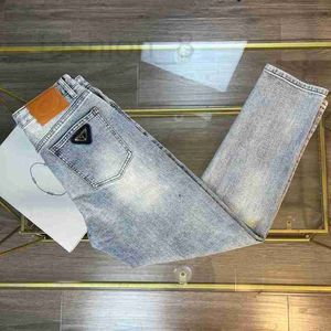 Herr jeans designer topp metall triangel logo höst/vinter ny tung industri tvättade jeans fjnzf
