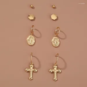 Dangle Earrings C-shaped Cross Metal Texture All-match Simple