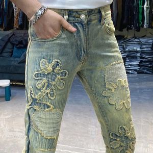 Jeans masculinos 2024 de alta qualidade Slim Jean para Men Street Hole Patchwork Spring Hip Hombre Pants Homme Homme