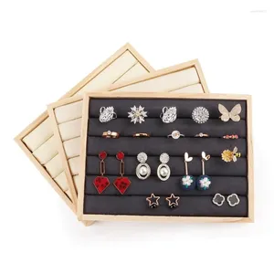 Bolsas de jóias anel de madeira brincos organizador bandeja expositor titular rack vitrine placa caixa de armazenamento caso para jóias loja mostra