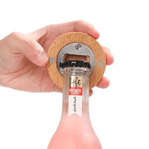 Wooden Blank DIY Round Shape Coaster Fridge Magnet Decoration Beer Bottle Opener