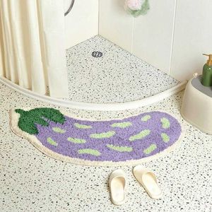 Bath Mats Arc-shaped Bath Mats Non-slip Bathroom Mat Banana Eggplant Shaped Bathroom Rug Absorbent Floor Mat Shower Room Doormat Tapi Bain