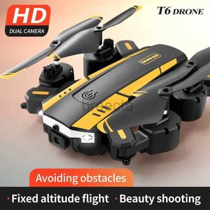 Dronlar T6 Katlanır Yüksek tanımlı hava fotoğrafçılığı Dron Dört Eksenli Uçak Uzaktan Kumanda Oyuncak Uçak Dayanıklı LDD240313